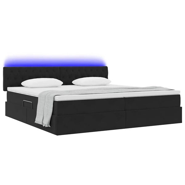 vidaXL Opbergbed met LED met matras met LED Zwart 200 x 200 cm Fluweel