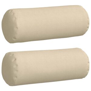 vidaXL Bolster Kussens 2 stuks Cr&egrave;me &Oslash; 25 x 70 cm Stof