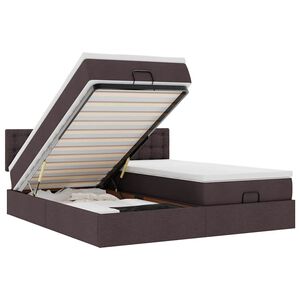 vidaXL Ottoman bed met matrassen en LED's 200x200cm stof donkerbruin