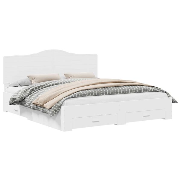 vidaXL Bedframe met hoofdeinde met lade Wit 200 x 200 cm Bewerkt hout