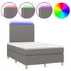 vidaXL Boxspring met matras en LED stof donkergrijs 120x200 cm