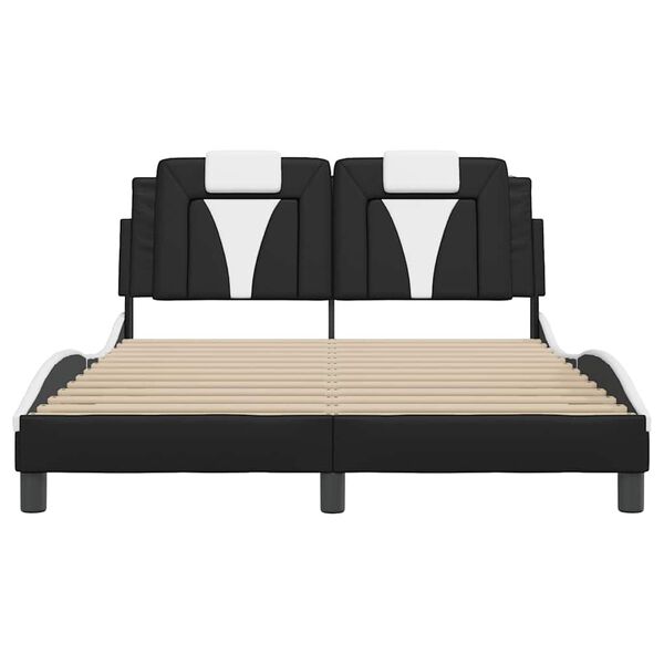 vidaXL Bedframe "Viana" zonder matras kunstleer zwart en wit 140x190 cm