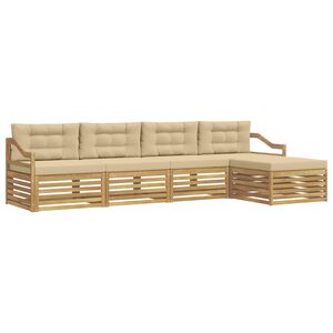 vidaXL Buiten bankenset 5 st 4-zits Wit en Beige