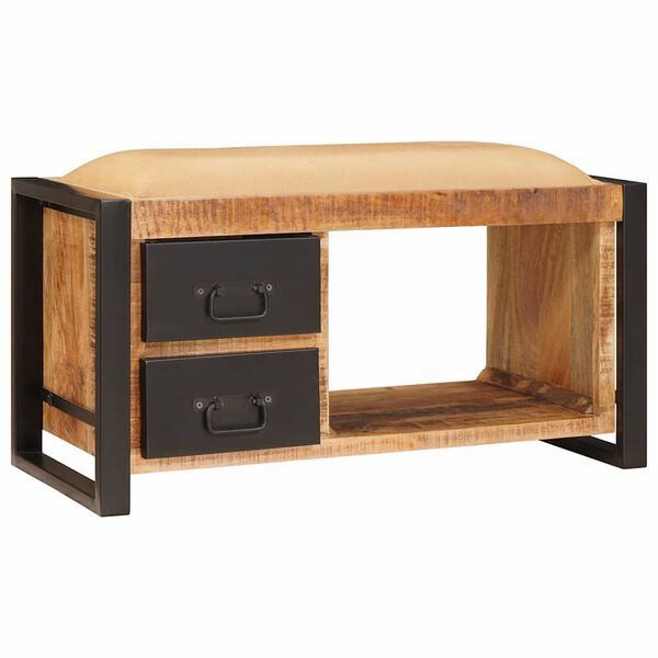 vidaXL Opslagbank met lade Bruin 80 x 35 x 40 cm Massief mangohout
