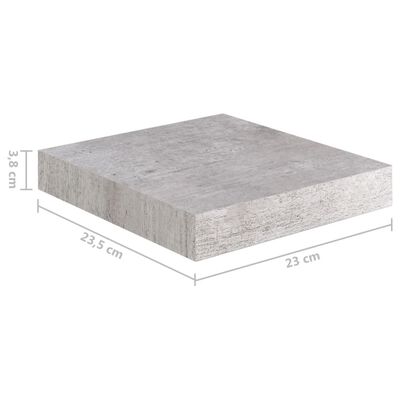 vidaXL Wandschap zwevend 23x23,5x3,8 cm MDF betongrijs