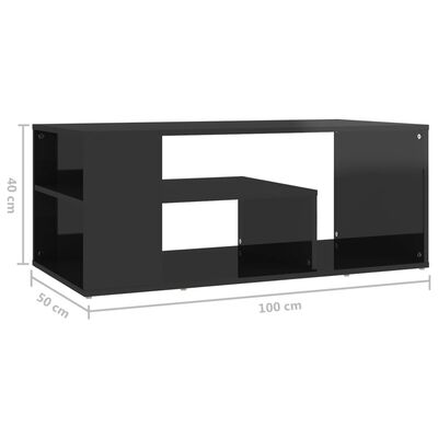 vidaXL Salontafel 100x50x40 cm spaanplaat hoogglans zwart
