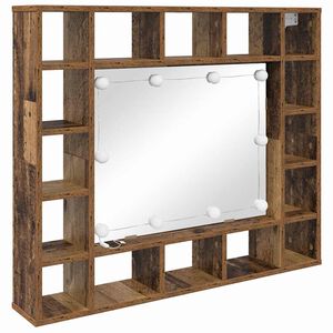 vidaXL Spiegelkast met plank Oud hout 91 x 15 x 76,5 cm Bewerkt hout