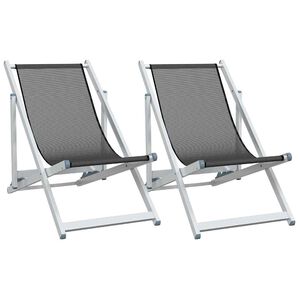 vidaXL Opklapbare stoelen, 2 stuks, grijs aluminium en textilene.