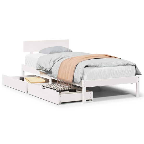 vidaXL Bedframe zonder matras massief grenenhout wit 90x190 cm