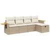 vidaXL 5-delige Loungeset met kussens poly rattan beige