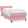 vidaXL Boxspring met matras fluweel roze 100x220 cm