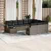 vidaXL 11-delige Loungeset met kussens poly rattan grijs