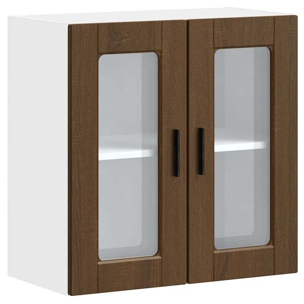 vidaXL Keukenwandkast met glazen deur Porto bruin eikenkleur