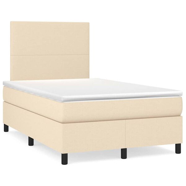 vidaXL Boxspring met matras en LED stof cr&egrave;mekleurig 120x190 cm