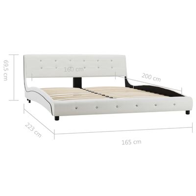 vidaXL Bed met matras kunstleer wit 160x200 cm