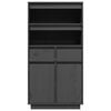 vidaXL Hoge kast 60x40x116,5 cm massief grenenhout grijs