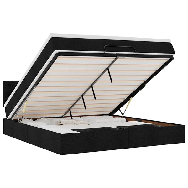 vidaXL Bed poef met matras en LED's 180x200 cm stof zwart