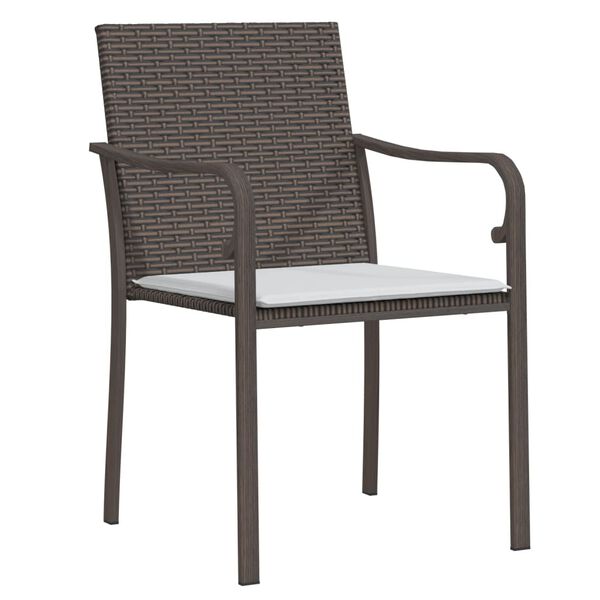 vidaXL Tuinstoelen 4 st met kussens 56x59x84 cm poly rattan bruin