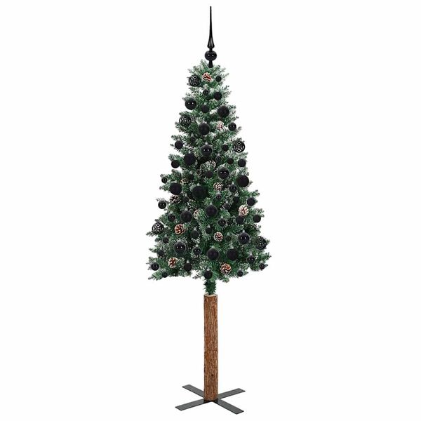 vidaXL Slanke Kerstboom Groen 180 cm PVC en massief dennenhout