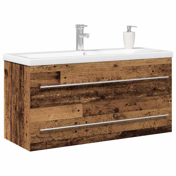 vidaXL Badkamertenk te kast met lade 2 pcs Oud Hout 100 x 38,5 x 48 cm