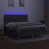 vidaXL Boxspring met matras en LED stof donkergrijs 160x200 cm
