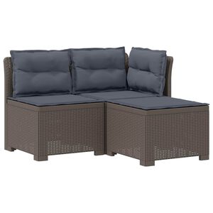 vidaXL 3-zits tuinbank met kussens in rattanlook PP Lichtgrijs