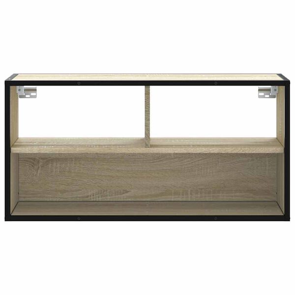 vidaXL Tv-meubel 80x31x39,5 cm bewerkt hout metaal sonoma eikenkleurig