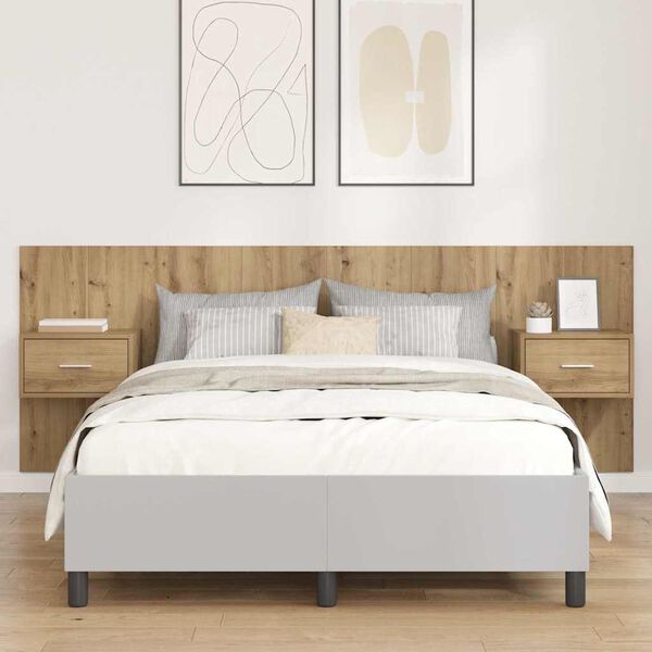 vidaXL Hoofdbord Met Kast met lade 3 pcs Artisan Eiken Bewerkt hout