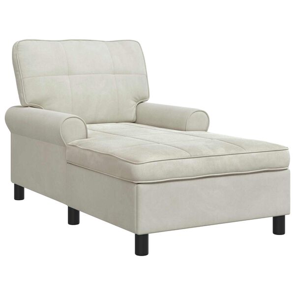 vidaXL Chaise Lounge met kussen Cr&egrave;me 91 x 157 x 91 cm Fluweel