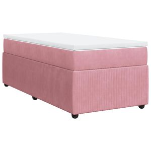vidaXL Boxspring met matras fluweel roze 80x200 cm