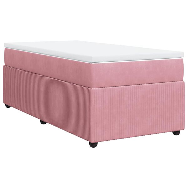 vidaXL Boxspring met matras fluweel roze 80x200 cm