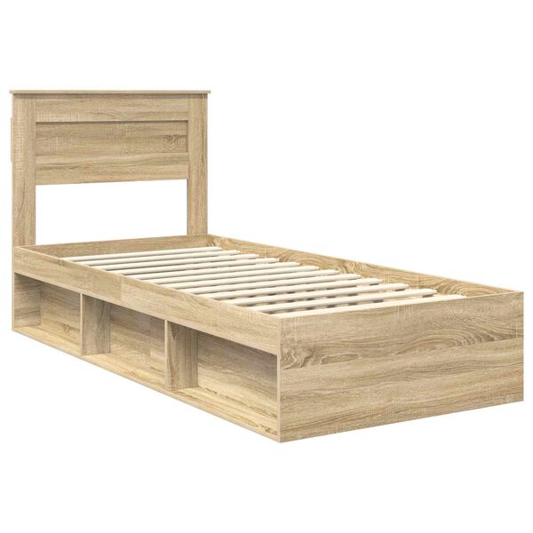 vidaXL Bedframe met hoofdeinde Sonoma 100 x 200 cm Massief grenenhout