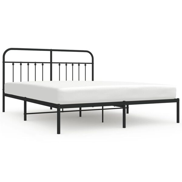 vidaXL Bedframe met hoofdbord metaal zwart 180x200 cm
