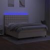 vidaXL Boxspring met matras en LED stof cr&egrave;mekleurig 180x200 cm