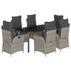 vidaXL 7-delige Tuinset met kussens poly rattan grijs