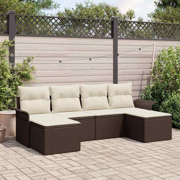 vidaXL Tuin Sofa Set met opslag 6 pcs Bruin poly rattan