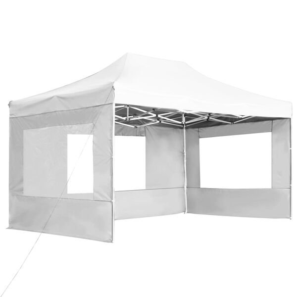 vidaXL Partytent inklapbaar met wanden 4,5x3 m aluminium wit