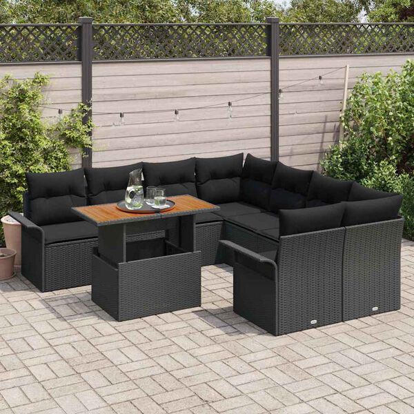 vidaXL Tuin Sofa Set met kussen Zwart