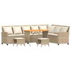 vidaXL 4-delige Tuinbankstel met kussens L-vormig beige poly rattan