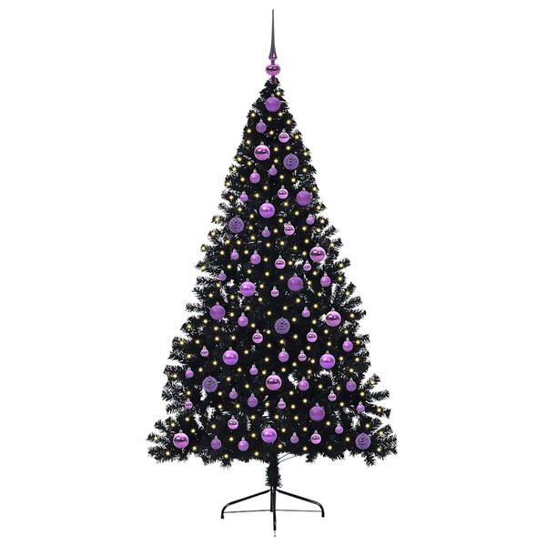 vidaXL Kunstmatig Voorverlicht Kerstboom met 300 LED Zwart 180 cm PVC