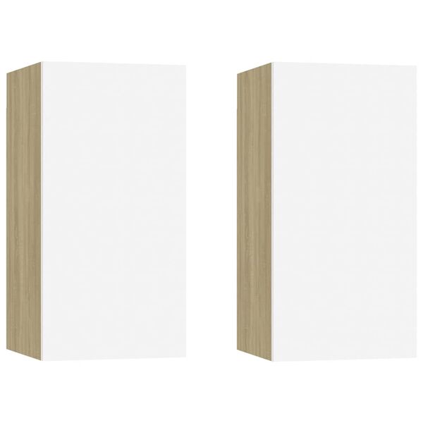 vidaXL Tv-meubelen 2 st 30,5x30x60 cm bewerkt hout wit en sonoma eiken