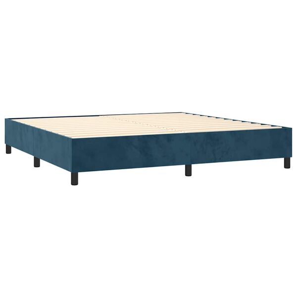vidaXL Boxspring met matras fluweel donkerblauw 200x200 cm