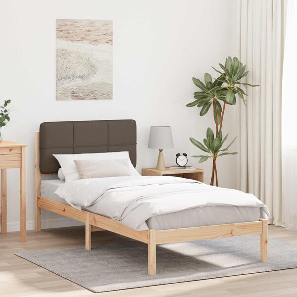 vidaXL Bedframe met Gevoerd Hoofdgedeelte Taupe 90 x 200 cm
