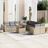 vidaXL 11-delige Tuinset met kussens poly rattan beige