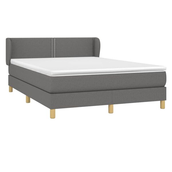 vidaXL Boxspring met matras stof donkergrijs 140x190 cm