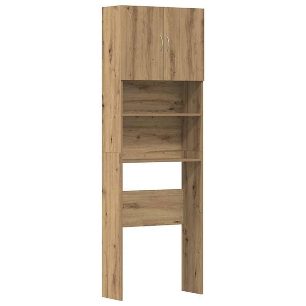 vidaXL Wasmachinekast 64x24x190 cm bewerkt hout artisanaal eikenkleur