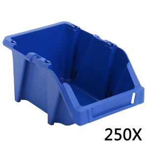 vidaXL Opbergbakken stapelbaar 103x165x76 mm blauw 250 st