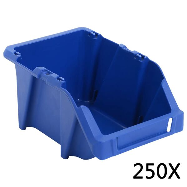 vidaXL Opbergbakken stapelbaar 103x165x76 mm blauw 250 st