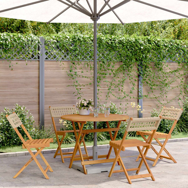 vidaXL 5-delige Tuinset poly rattan en massief hout beige