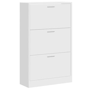 vidaXL Schoenenkast 63x24x103 cm bewerkt hout hoogglans wit